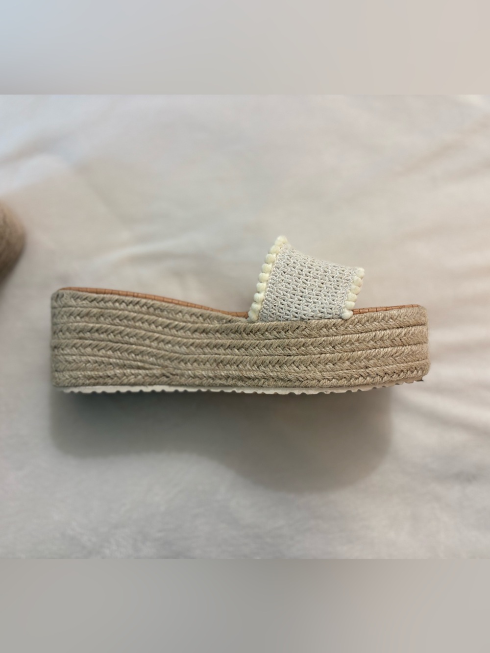 White Crochet Platform Sandals - Picture 6 of 7